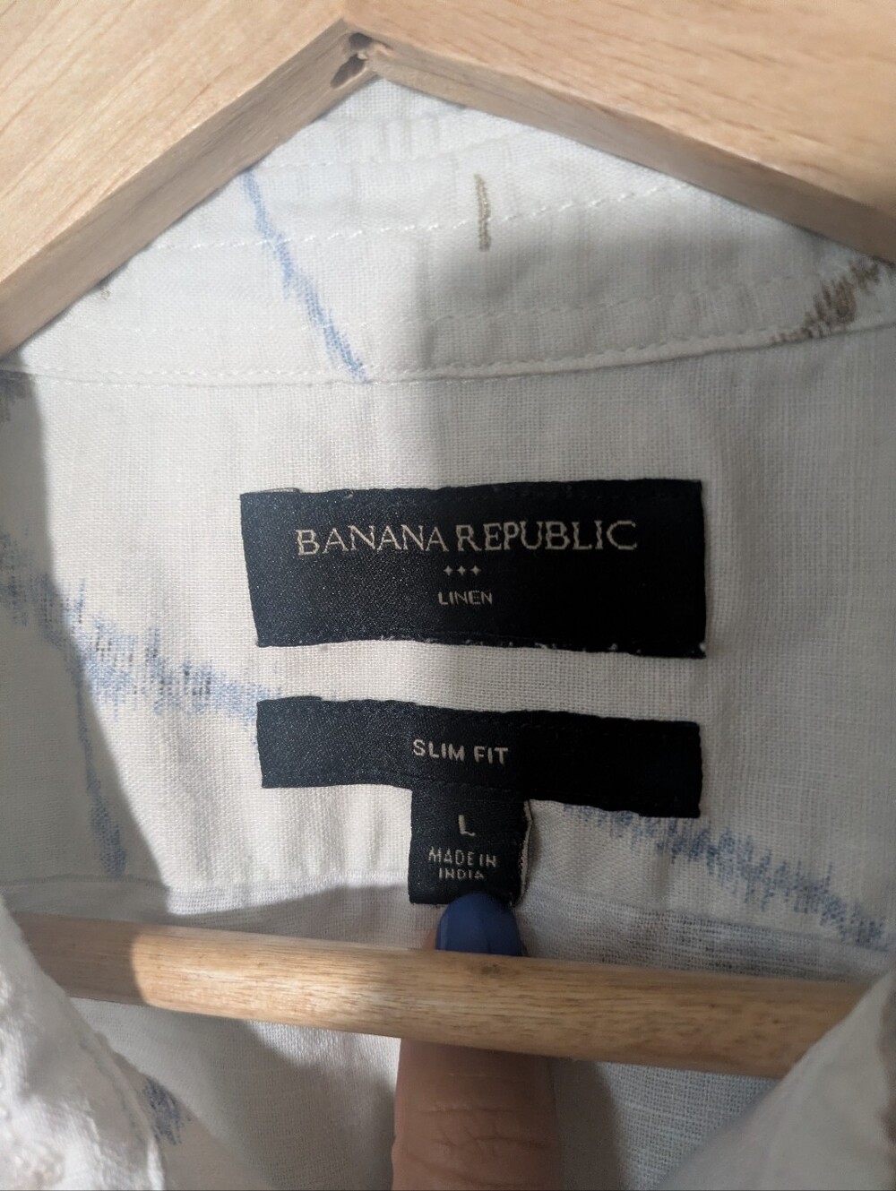 Banana Republic White Linen Shirt with Blue Stripe Detail